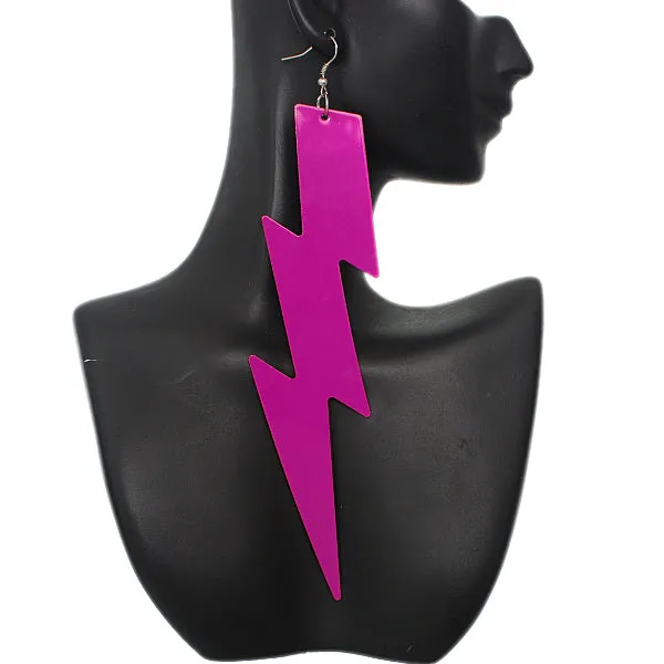 Pink Long Thunder Lightning Earrings