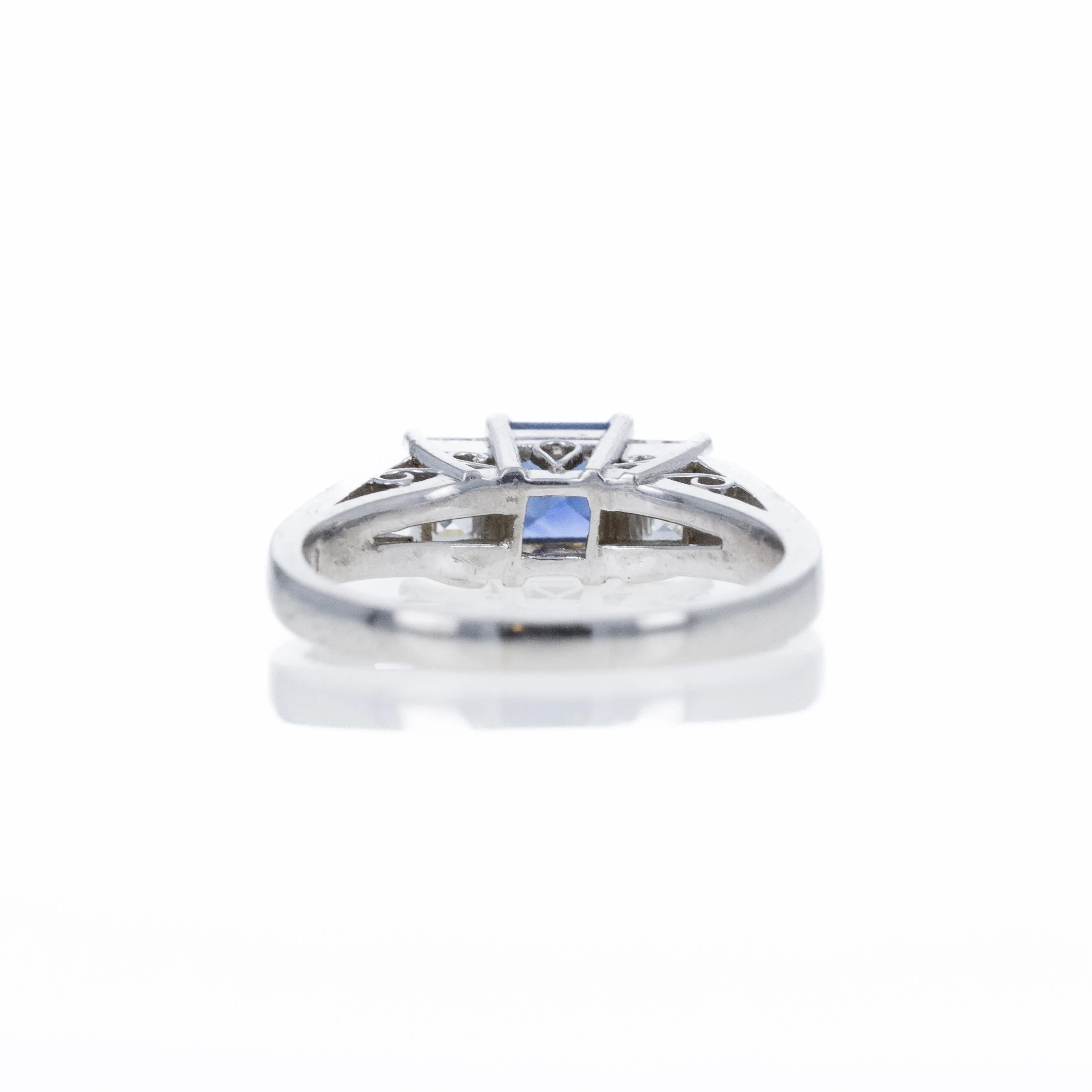 Platinum 0.41 Sapphire Diamond Three Stone Ring