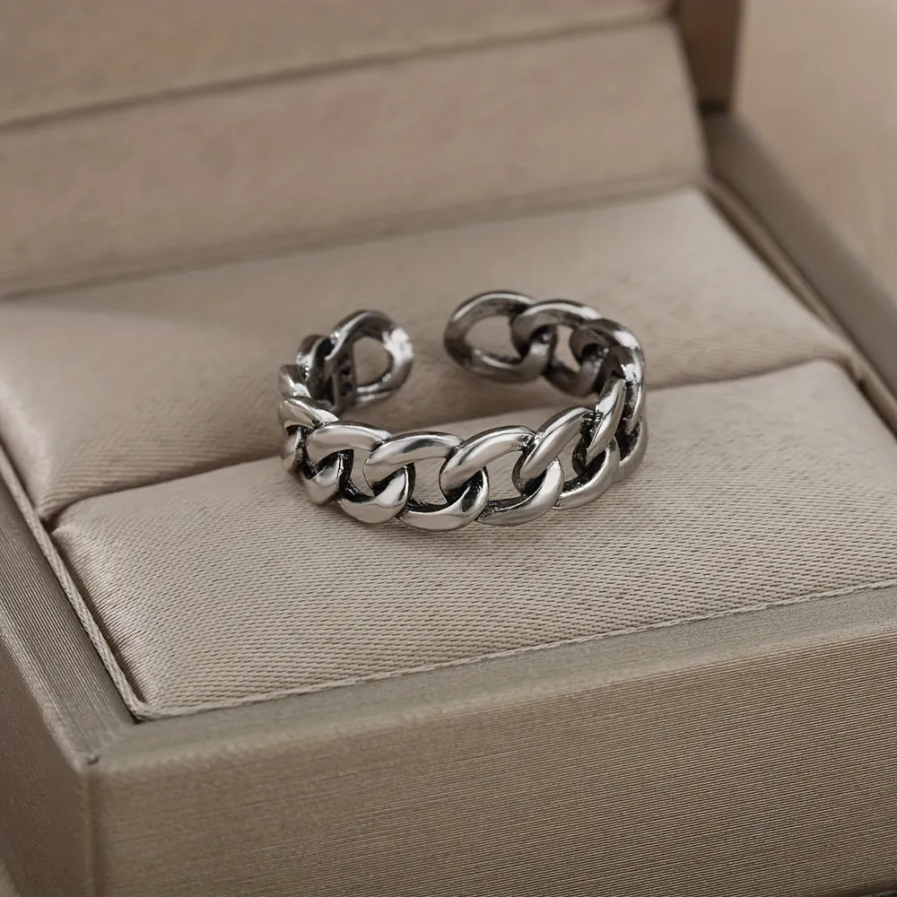 Platinum Retro Style Adjustable Ring for Men