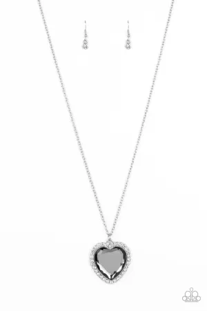 Prismatically Twitterpated - Silver (Smoky Heart) Necklace