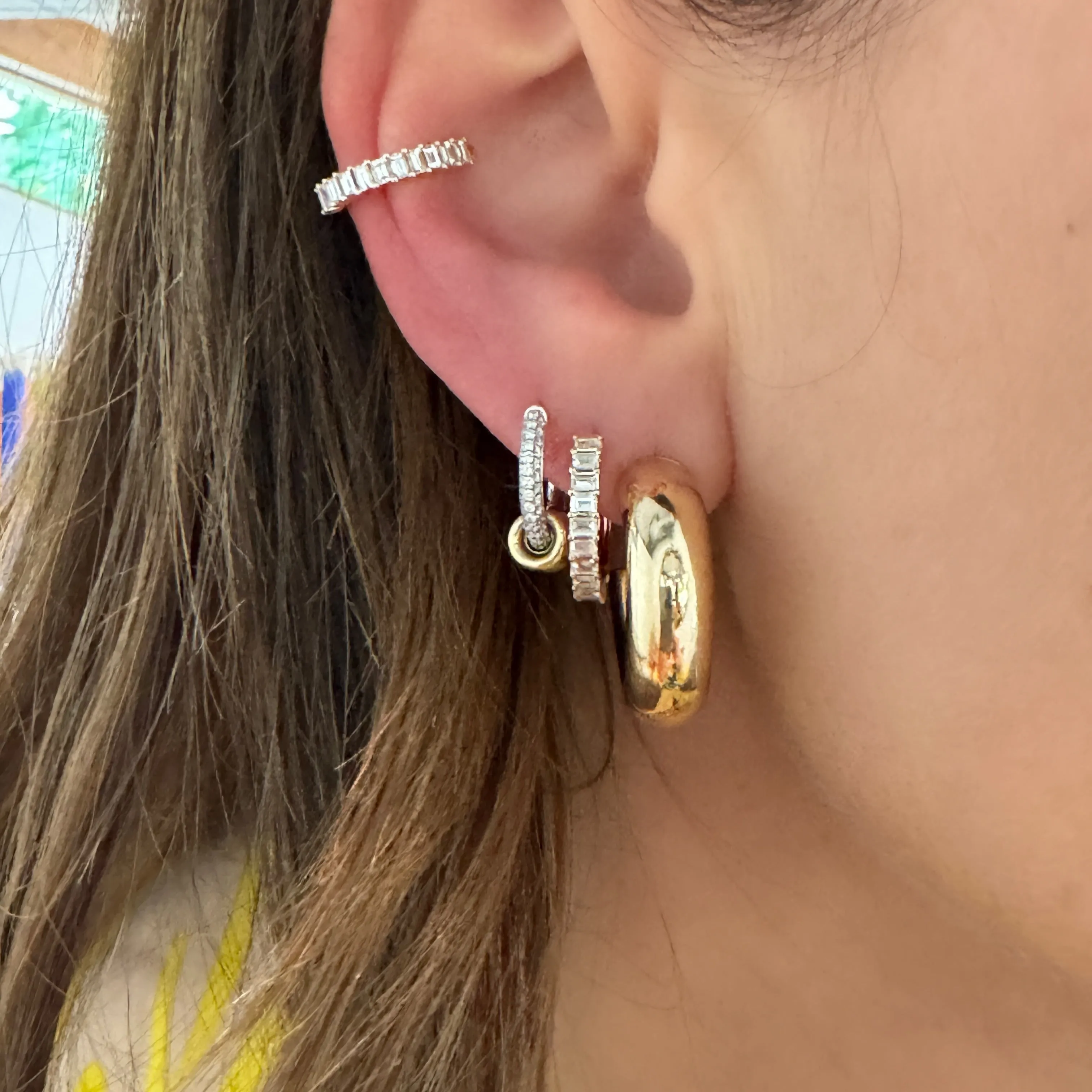 Prong Set Diamond Baguette Ear Cuff