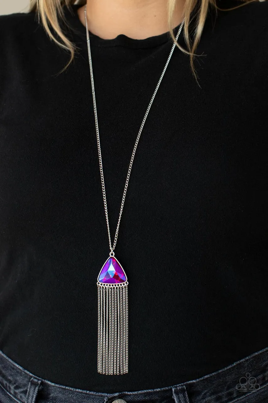Proudly Prismatic - Pink - UV Triangular Gem Paparazzi Long Necklace