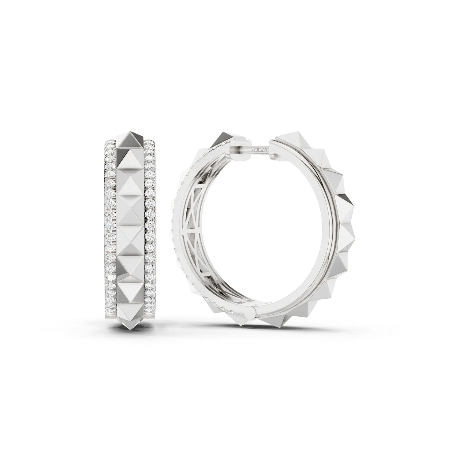 Pyramid Spiked Diamond Hoops