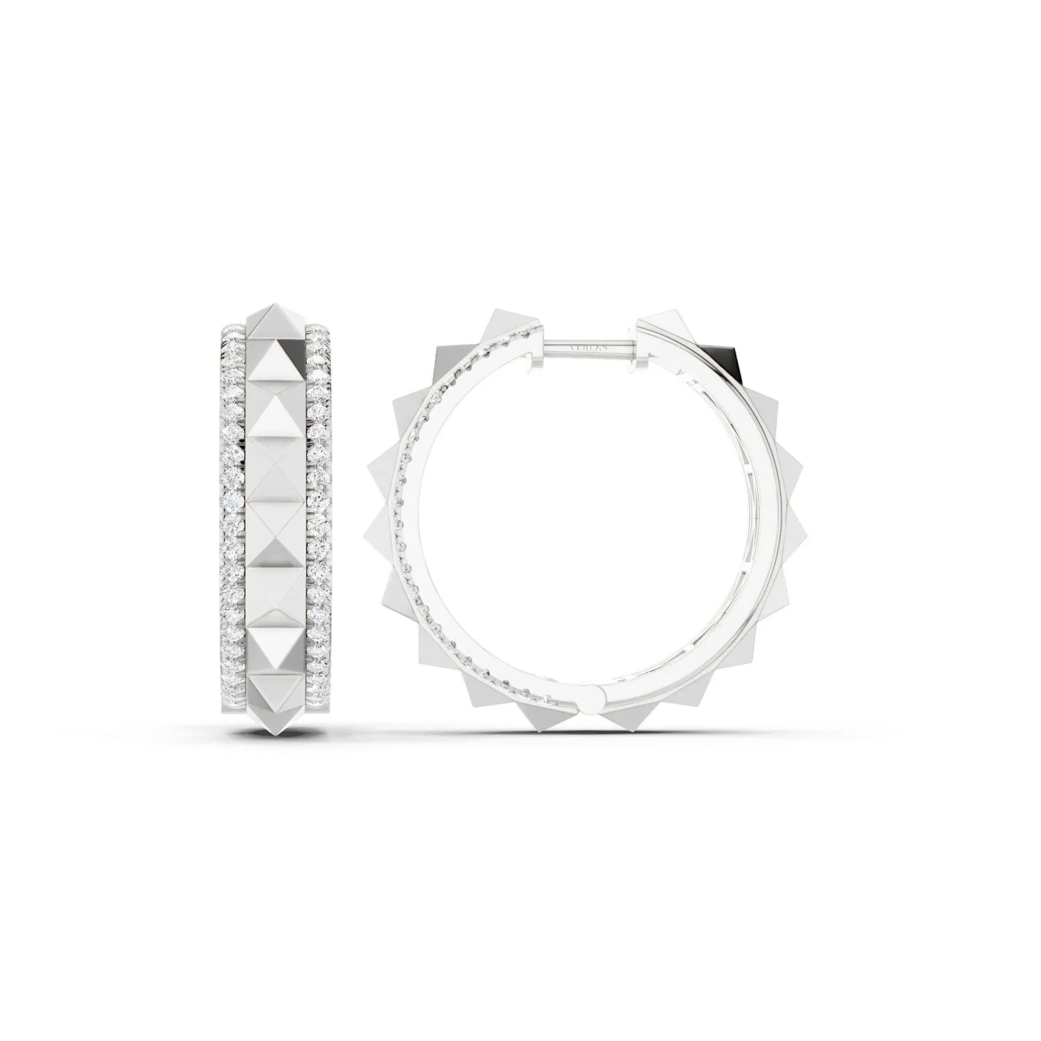 Pyramid Spiked Diamond Hoops
