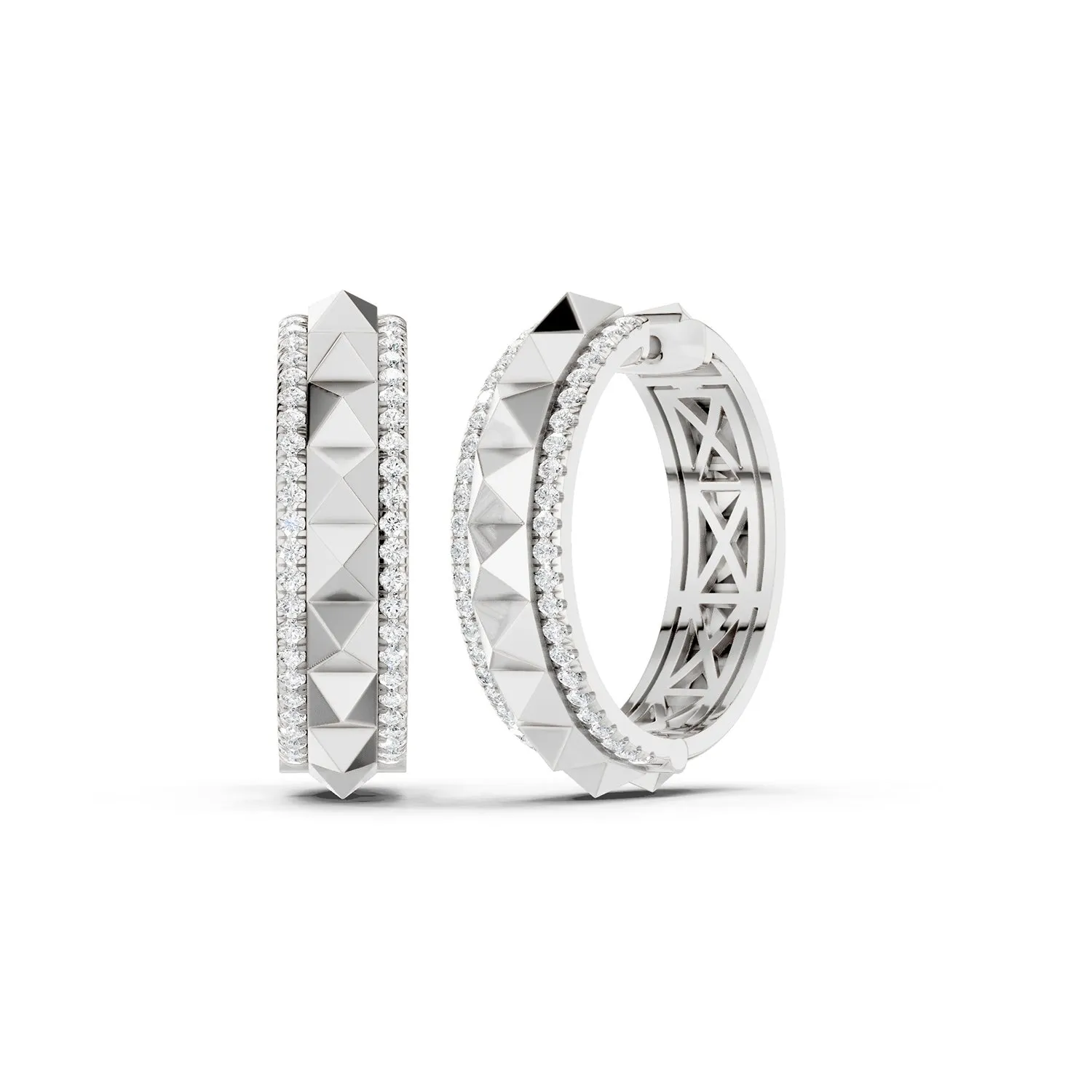 Pyramid Spiked Diamond Hoops