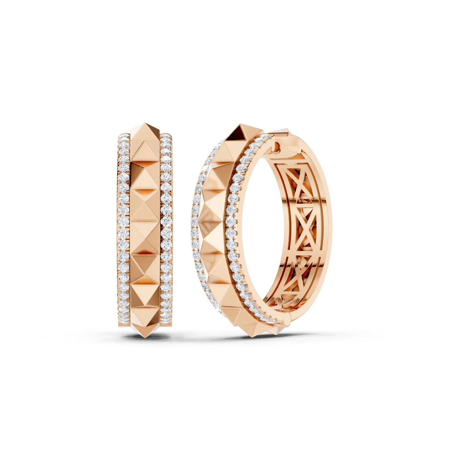 Pyramid Spiked Diamond Hoops