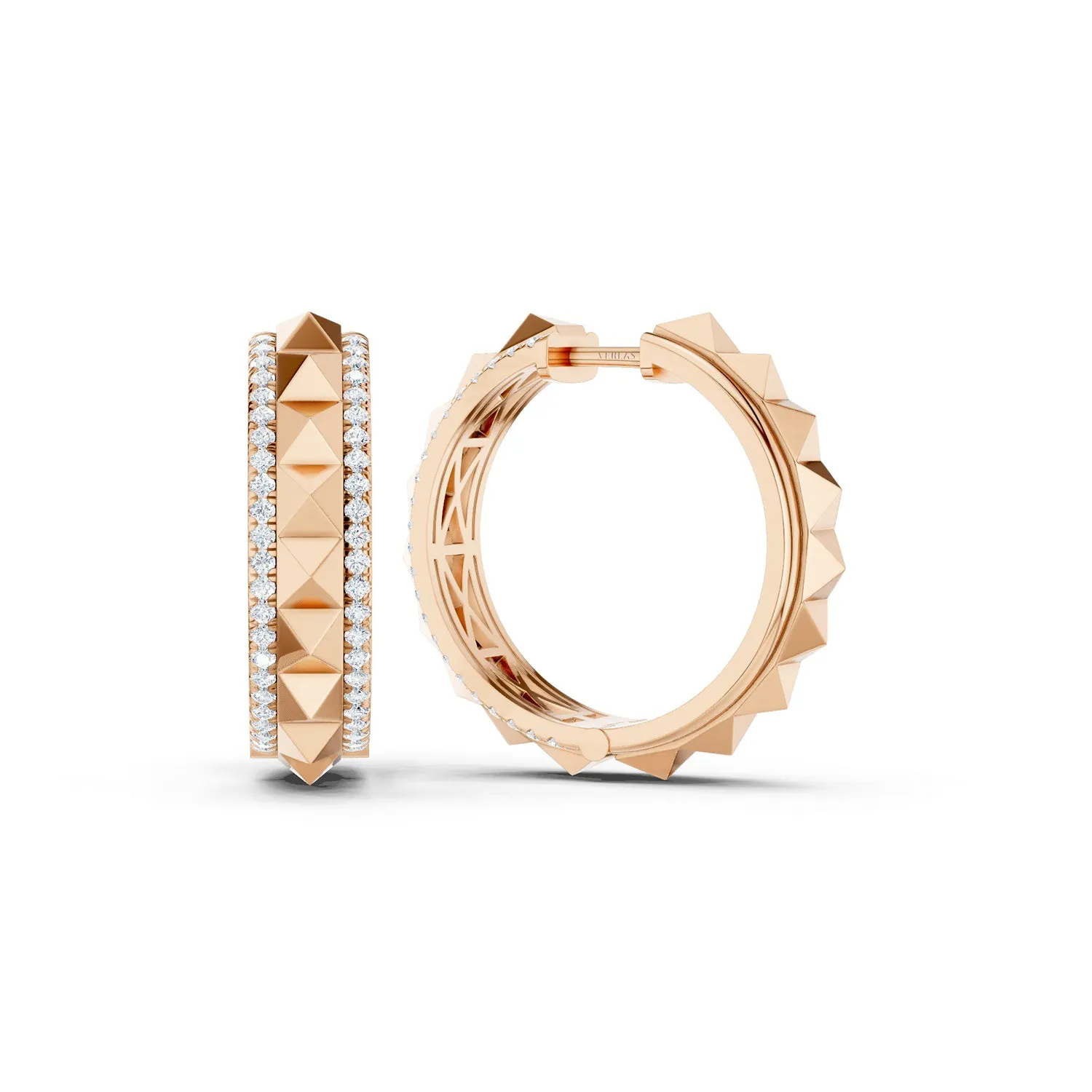 Pyramid Spiked Diamond Hoops