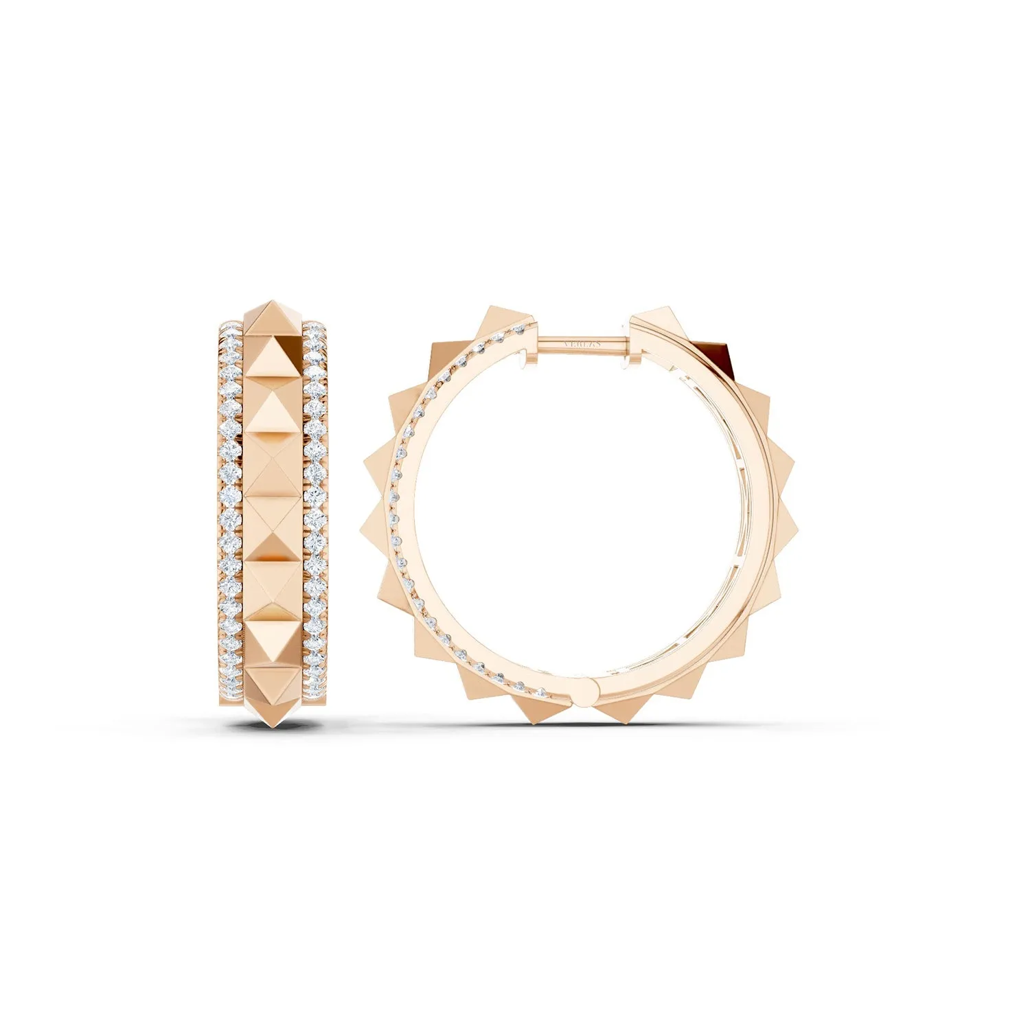 Pyramid Spiked Diamond Hoops