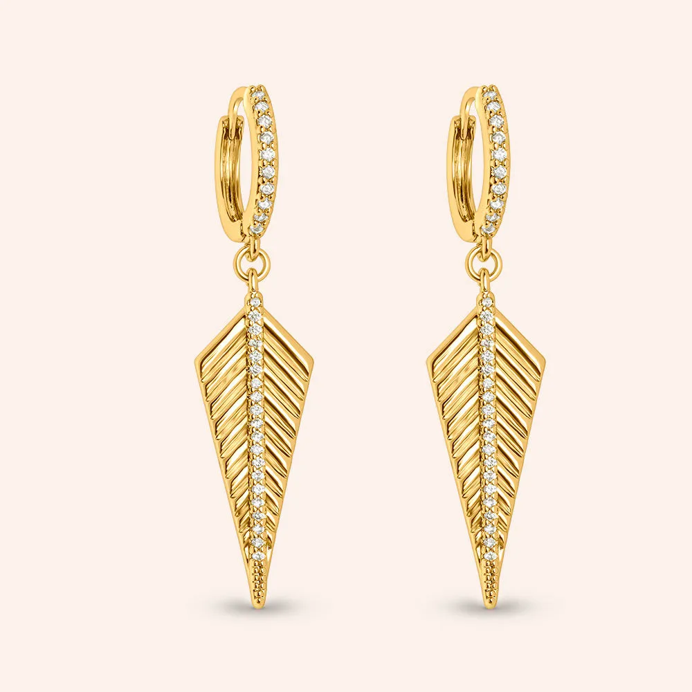 "Spiked" 0.3CTW Pave Leaf Dangle Earrings