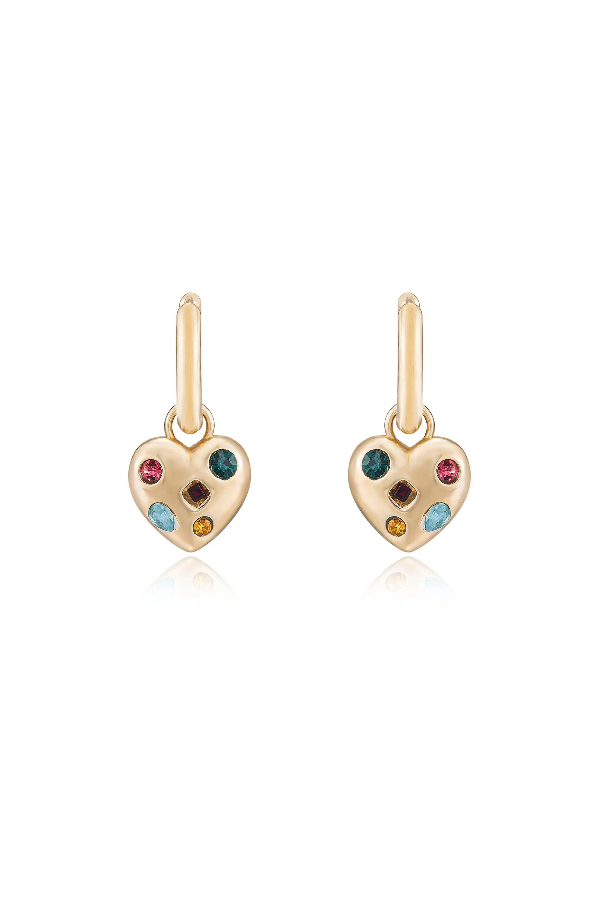 Rainbow Crystal Heart Dangle Earrings