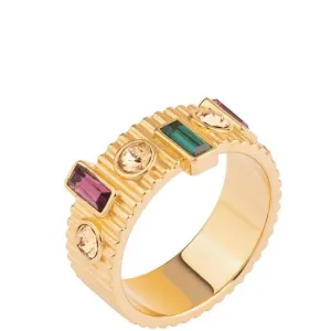 Rebecca Judith Gold Chunky Ring - Multi Jewel