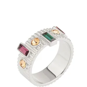 Rebecca Judith Silver Chunky Ring - Multi Jewel