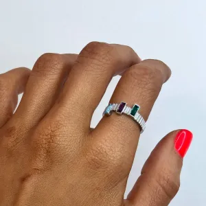 Rebecca Judith Silver Chunky Ring - Trio Jewel
