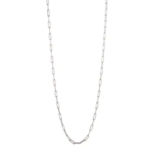 Rectangle Chain Long Necklace - Sterling Silver