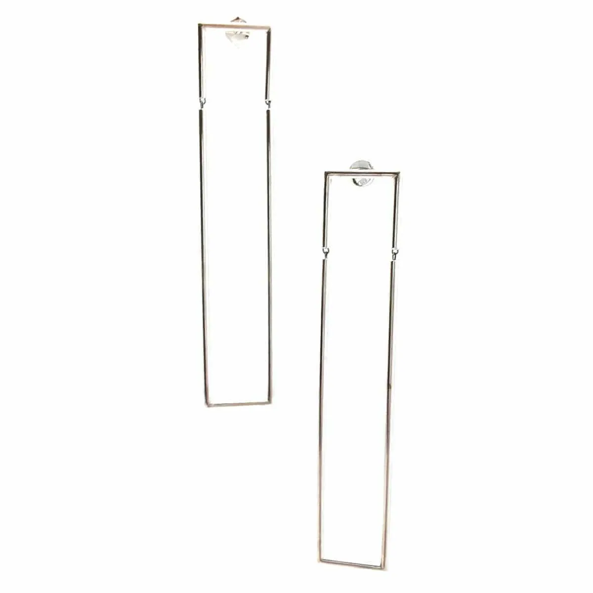 Rectangle Hinge Earrings - Silver