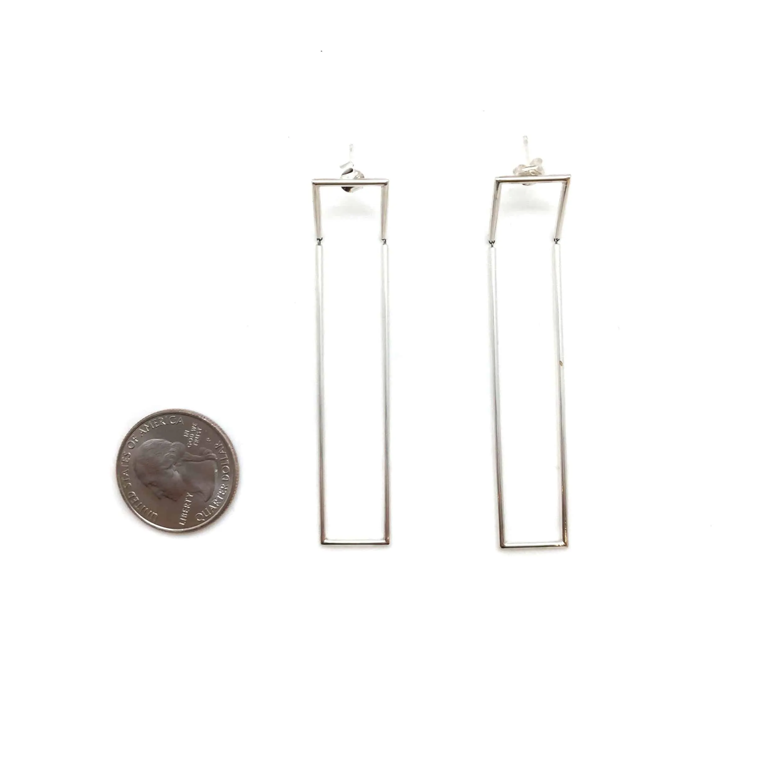 Rectangle Hinge Earrings - Silver