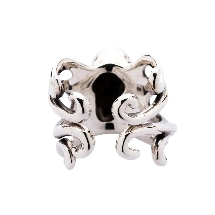 Red Eyes Sterling Silver Octopus Ring