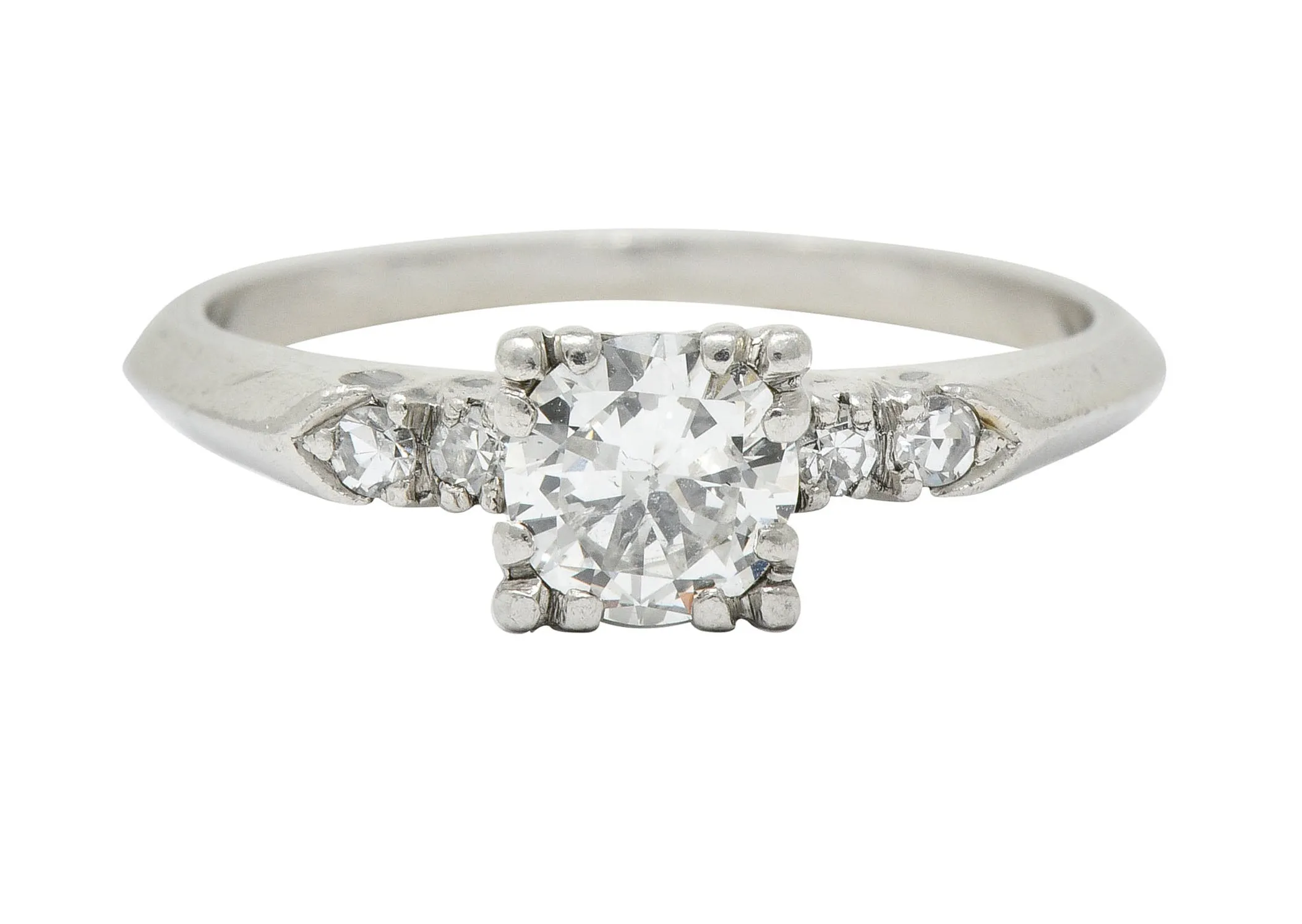 Retro 0.64 CTW Diamond Platinum Five Stone Engagement Ring