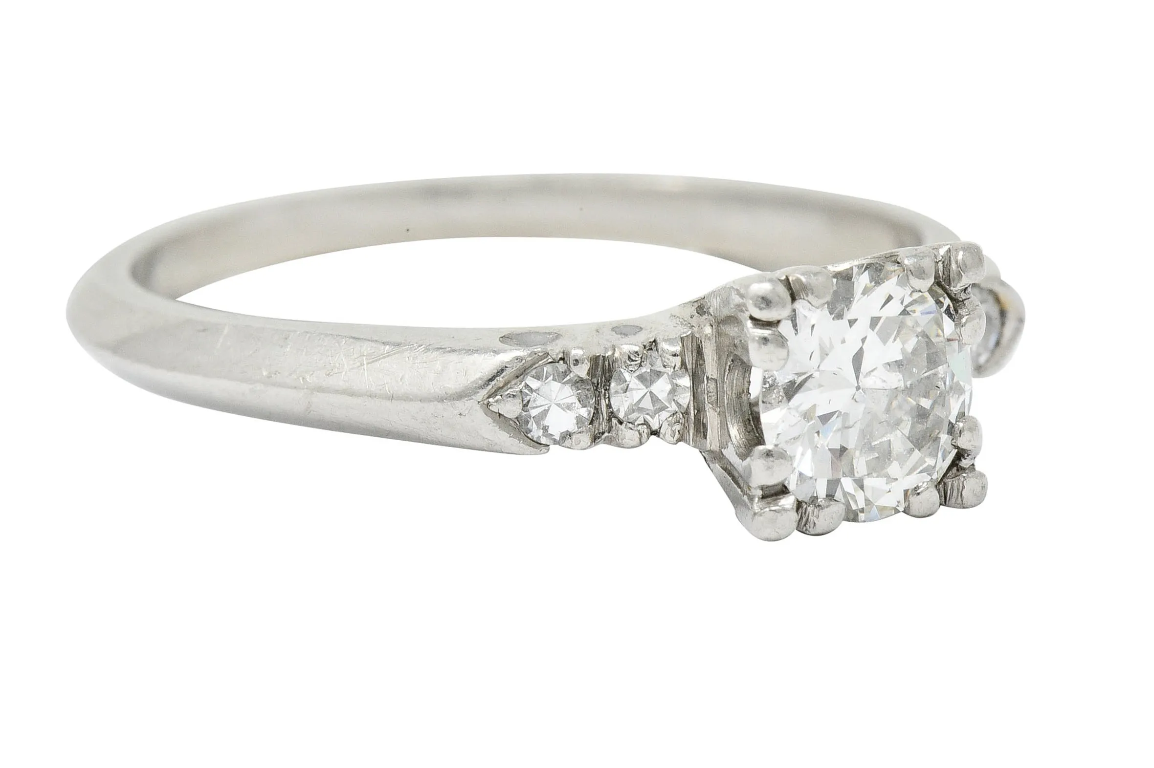 Retro 0.64 CTW Diamond Platinum Five Stone Engagement Ring