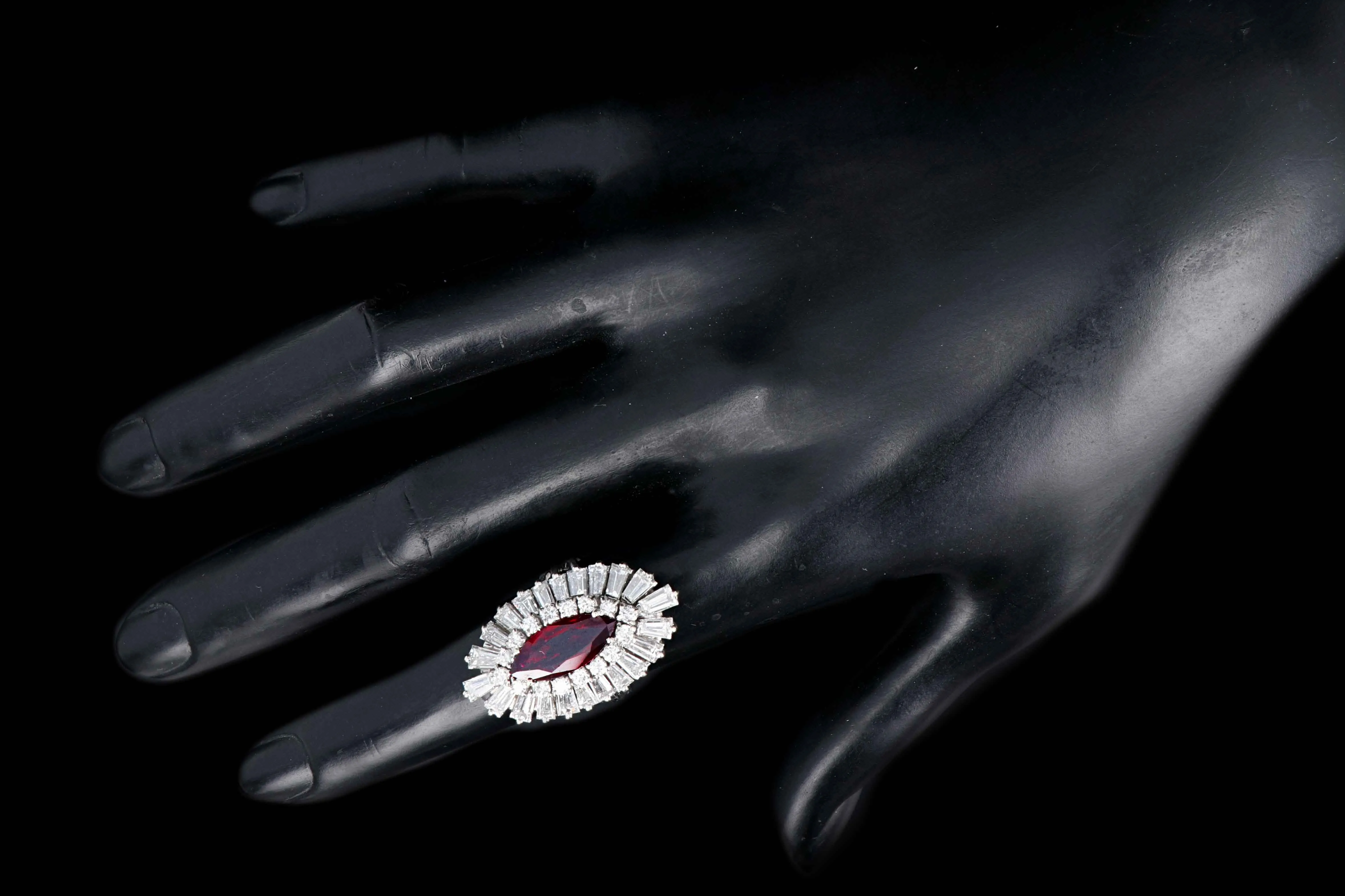 Retro 14K White Gold 2 Carat Natural Thai Ruby Ring W/ AGL Certification