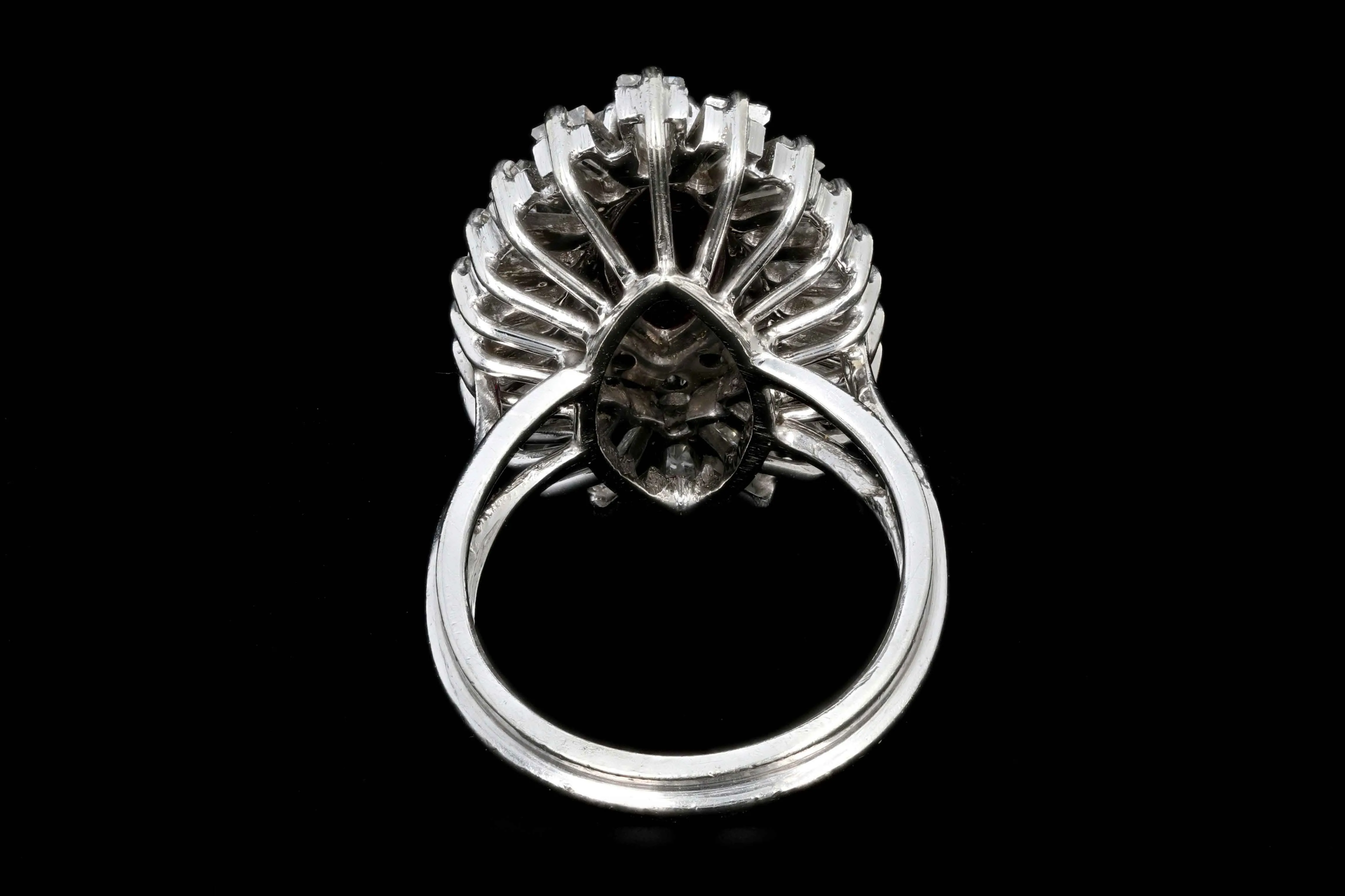 Retro 14K White Gold 2 Carat Natural Thai Ruby Ring W/ AGL Certification