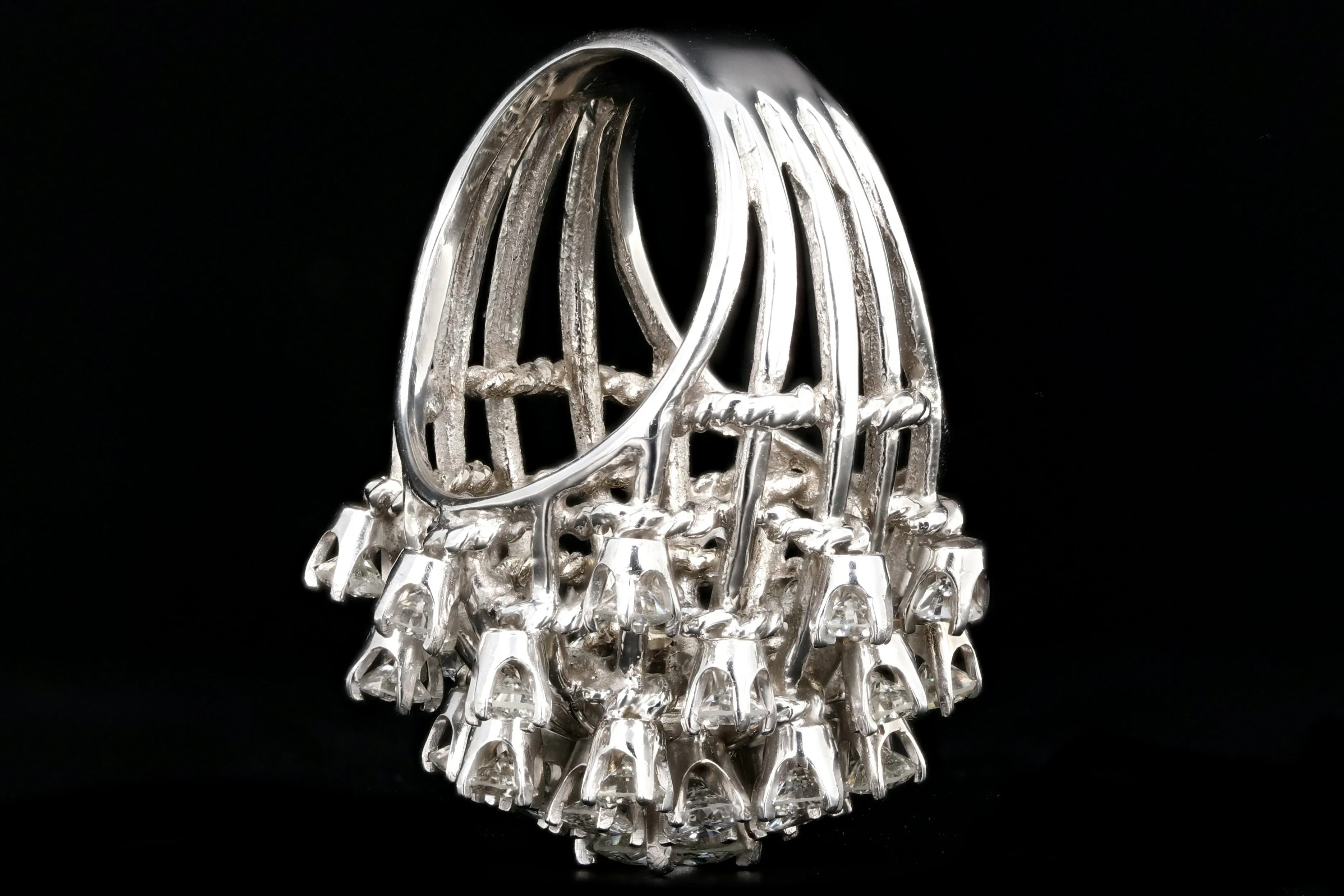 Retro 14K White Gold 5 CTW Diamond Starburst Dome Ring