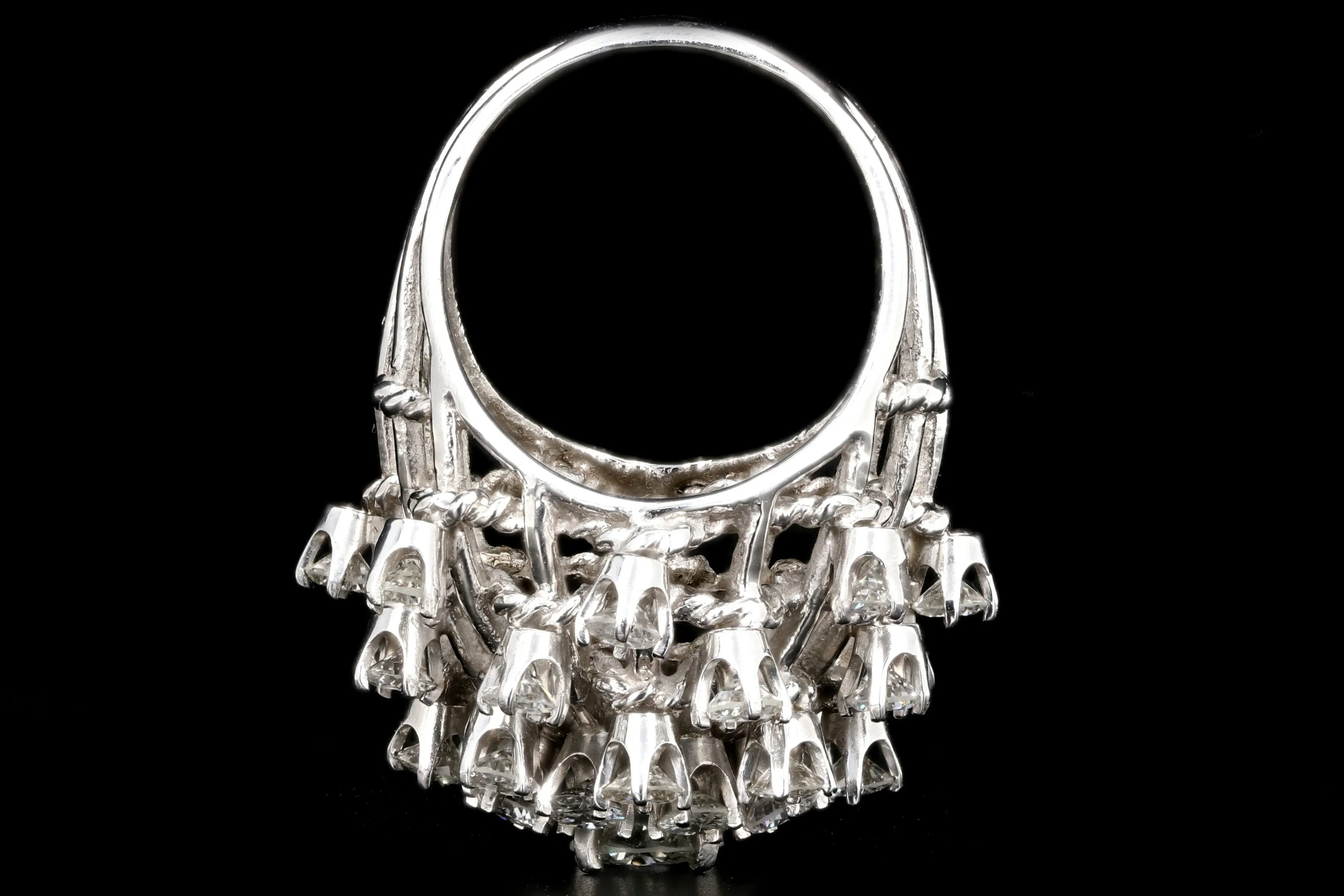 Retro 14K White Gold 5 CTW Diamond Starburst Dome Ring