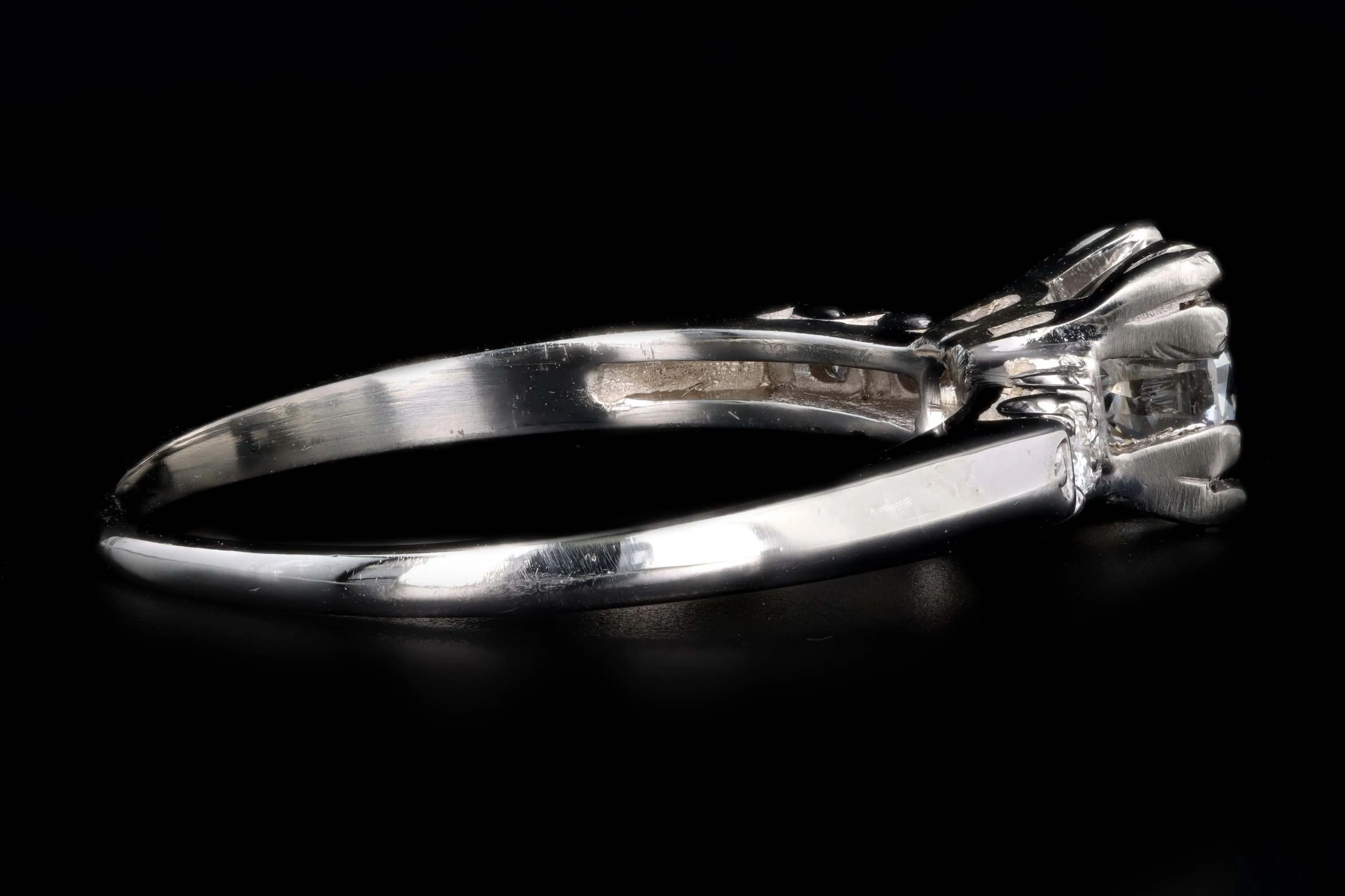 Retro 14K White Gold .80 Carat Round Brilliant Cut Diamond Engagement Ring GIA Certified