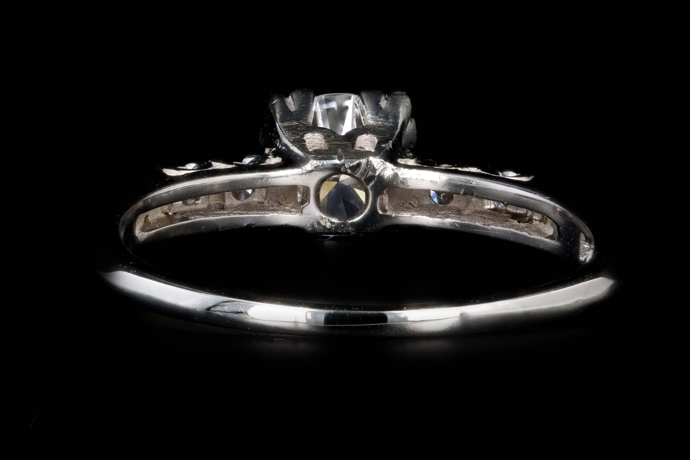 Retro 14K White Gold .80 Carat Round Brilliant Cut Diamond Engagement Ring GIA Certified