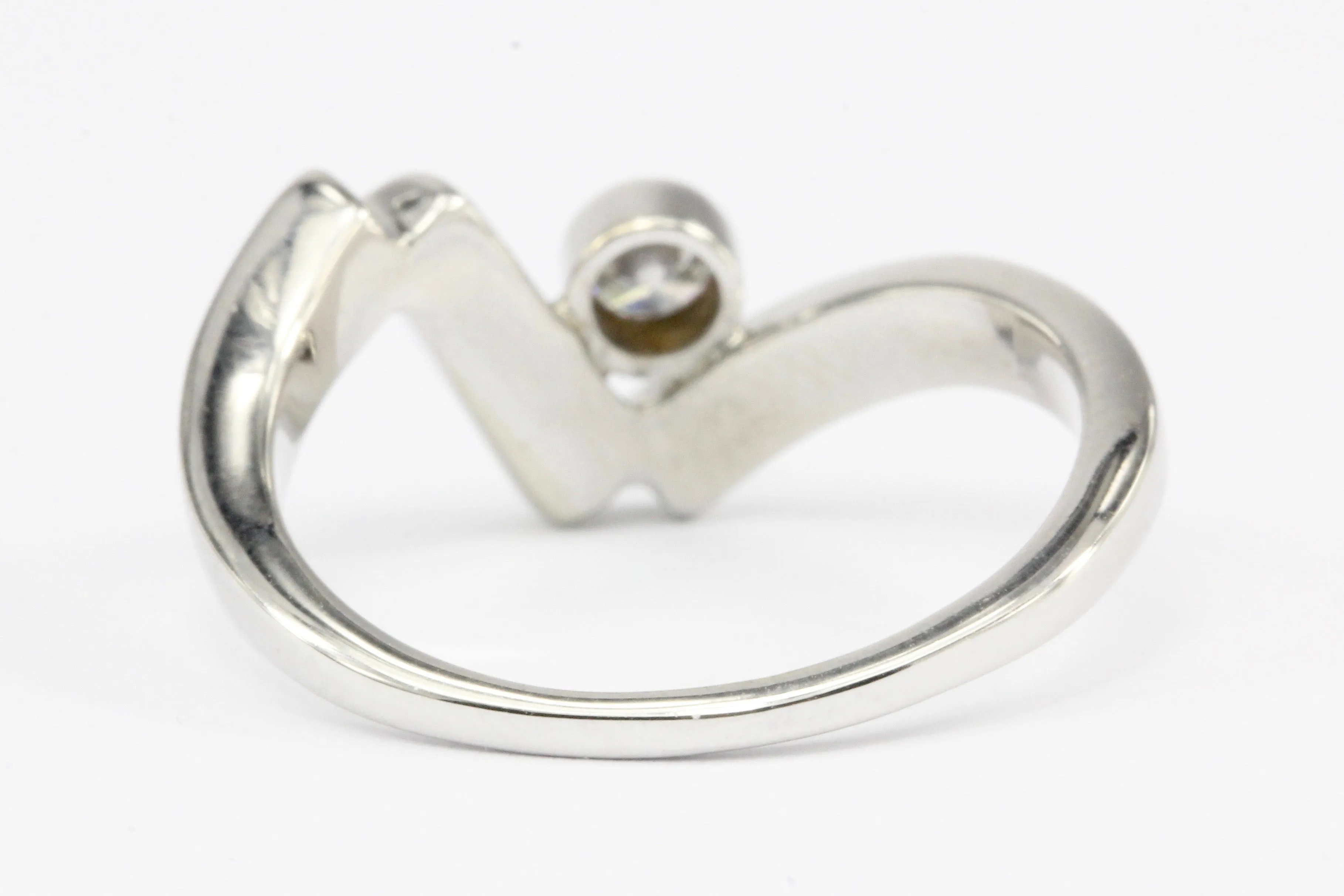 Retro 14K White Gold Asymmetrical Diamond Band Ring Size 6.75