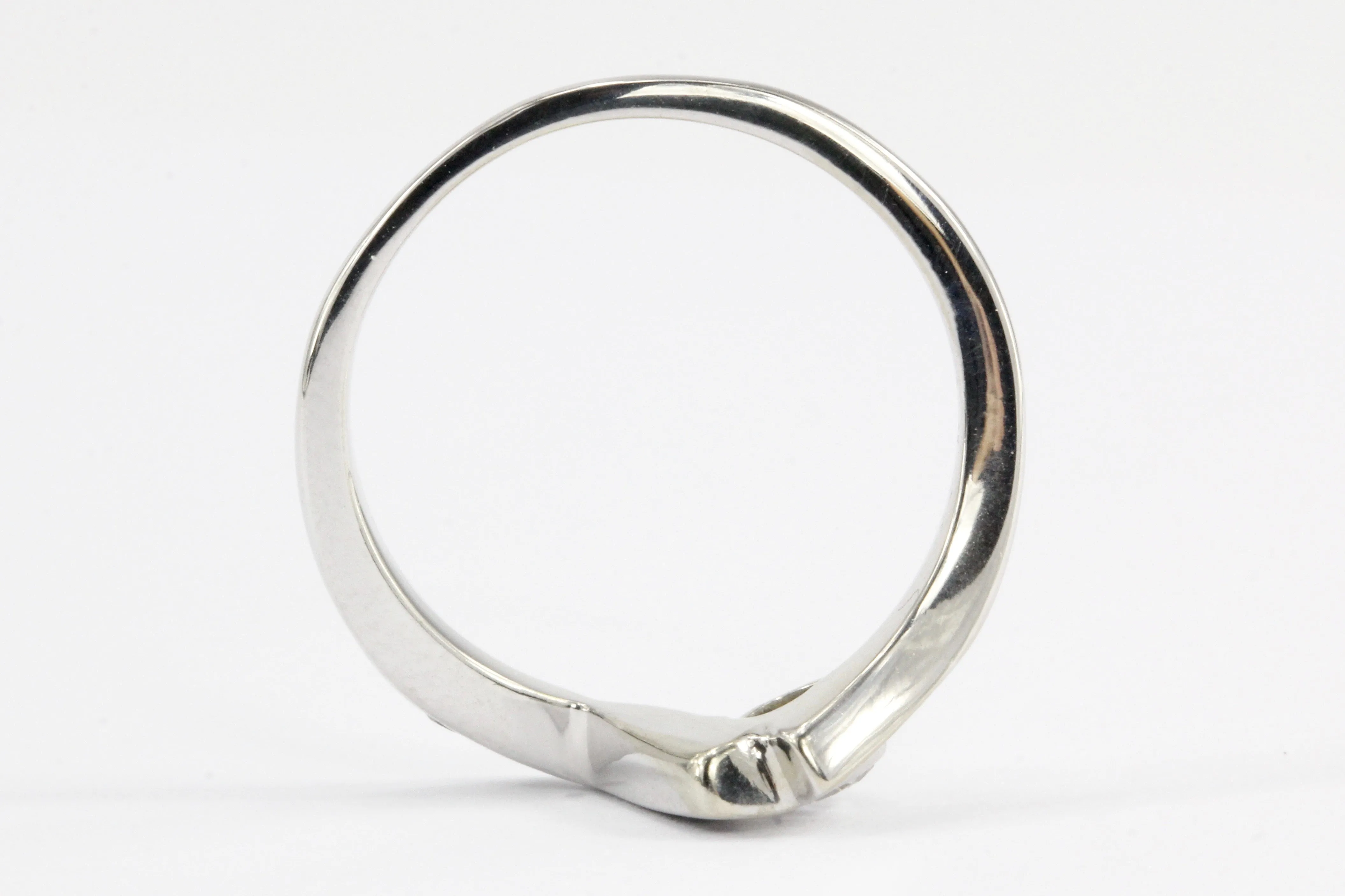 Retro 14K White Gold Asymmetrical Diamond Band Ring Size 6.75