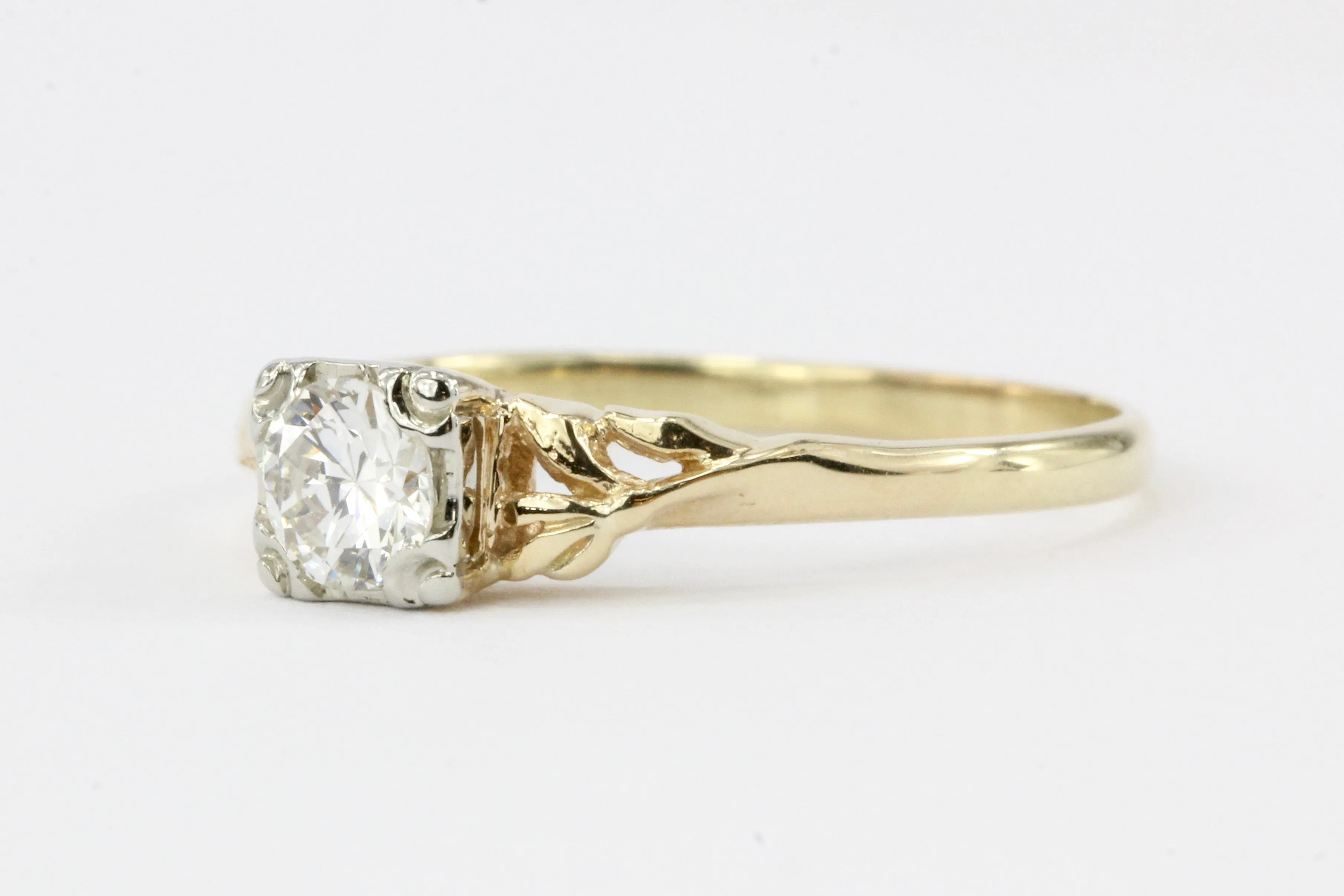 Retro 14K Yellow Gold .35 CT Diamond Engagement Ring