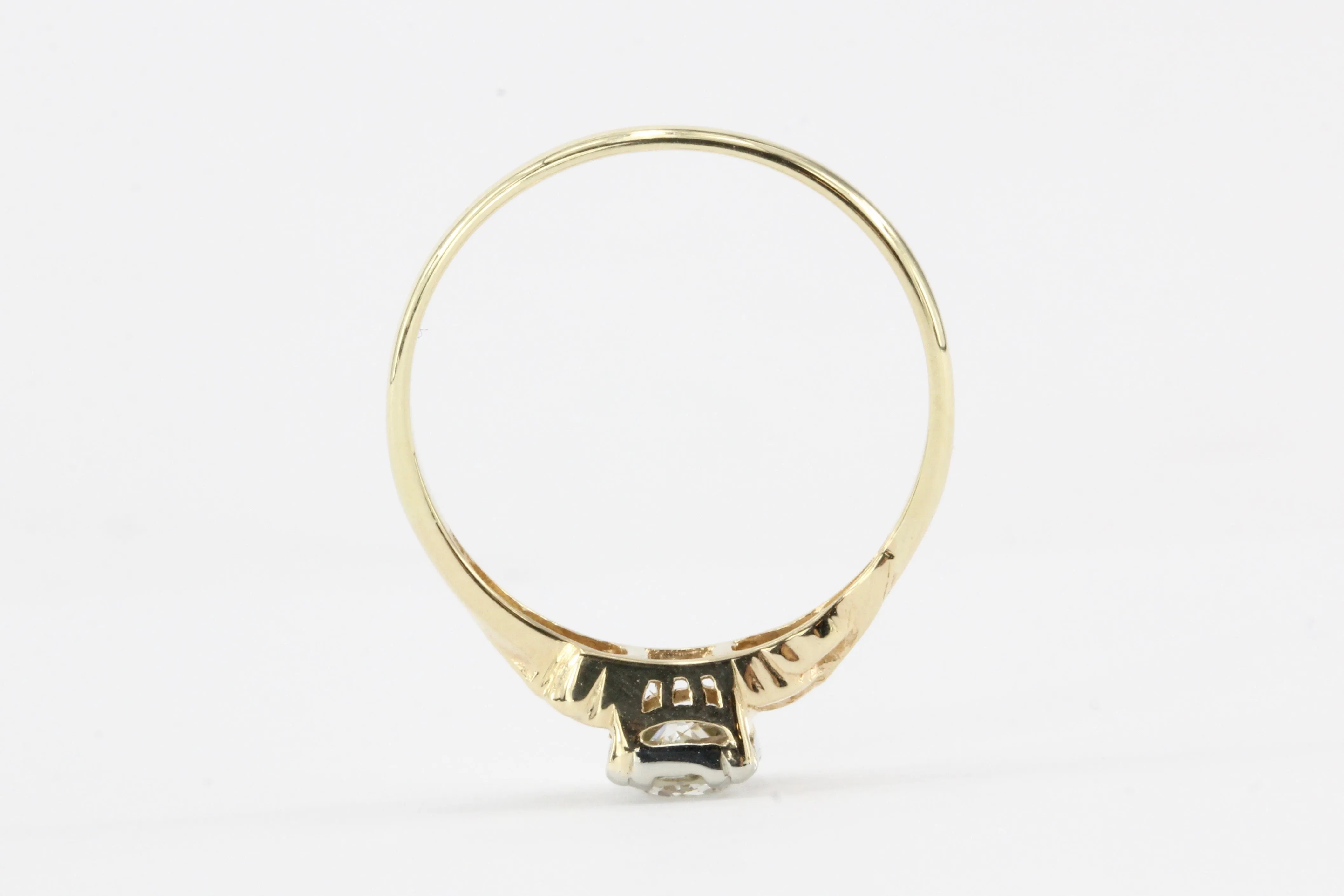 Retro 14K Yellow Gold .35 CT Diamond Engagement Ring