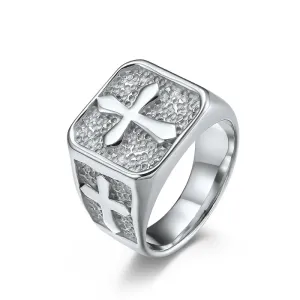 Retro Cross Carved Ring Titanium Steel Hand Jewelry