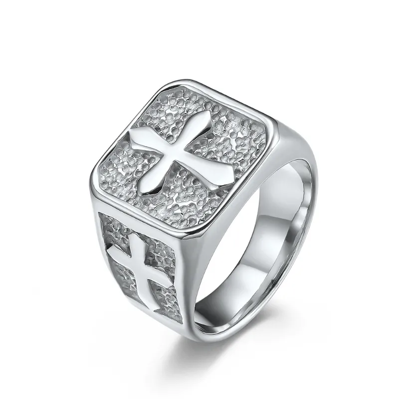 Retro Cross Carved Ring Titanium Steel Hand Jewelry