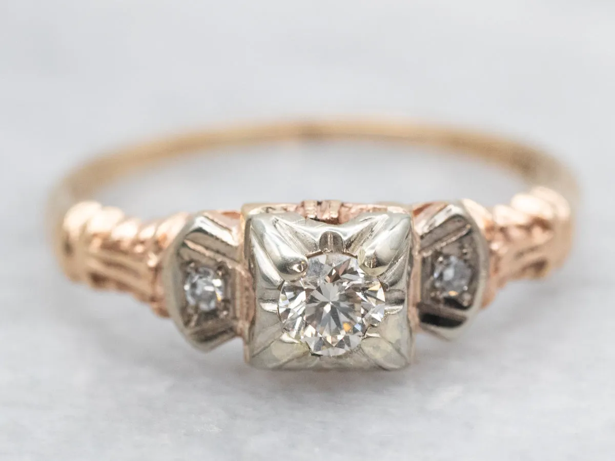 Retro Diamond Engagement Ring