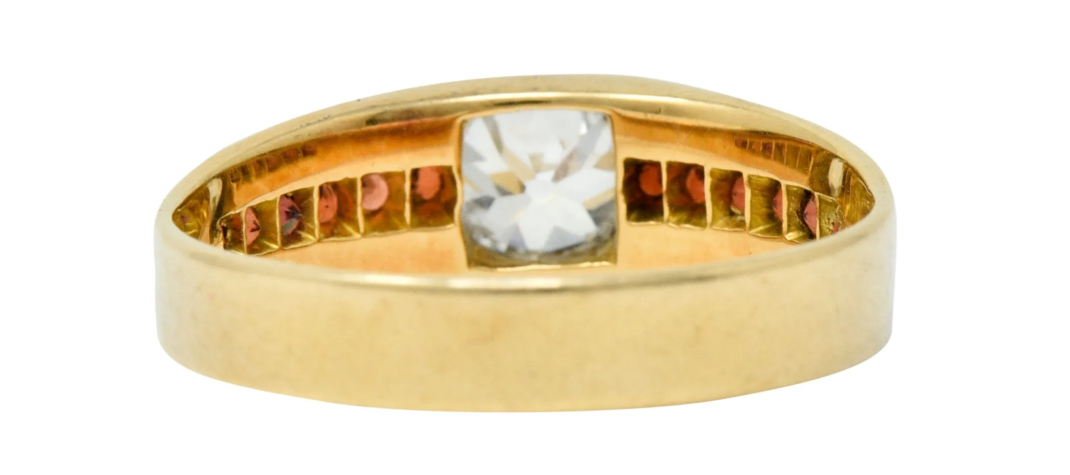Retro Garnet 0.51 CTW Diamond 14 Karat Gold Unisex Ring