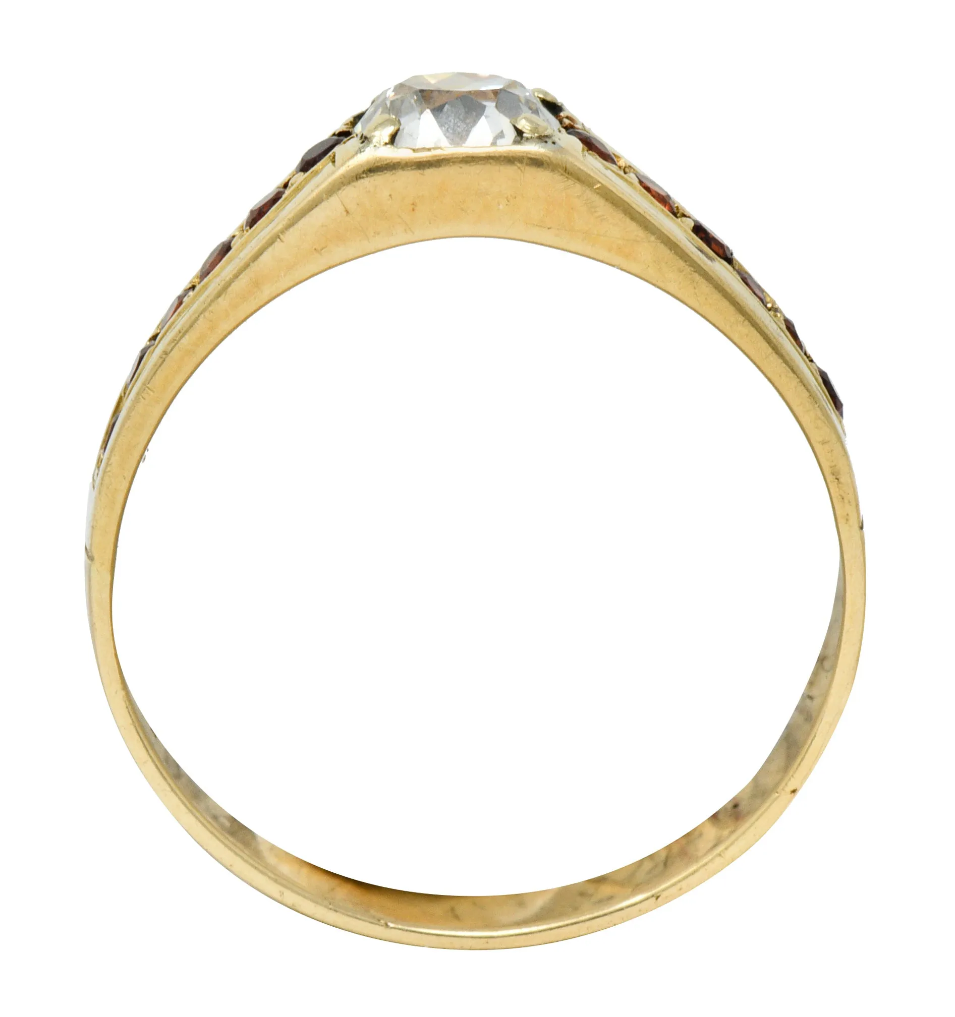 Retro Garnet 0.51 CTW Diamond 14 Karat Gold Unisex Ring