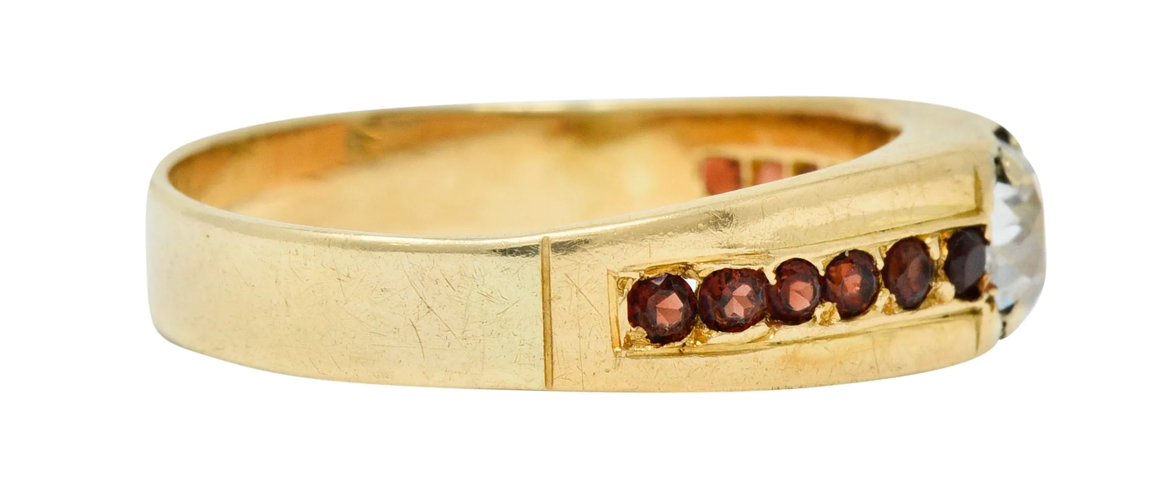 Retro Garnet 0.51 CTW Diamond 14 Karat Gold Unisex Ring