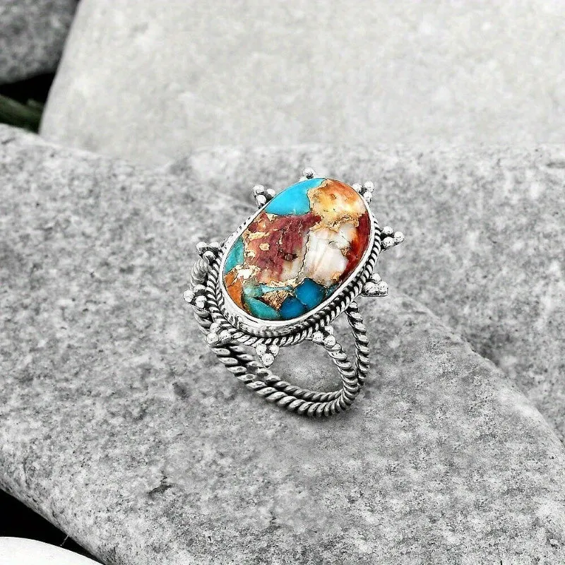 Retro gorgeous turquoise fashion ring, Bohemian Style Turquoise Elegant Ring