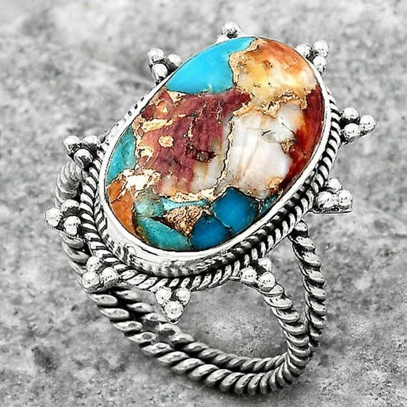 Retro gorgeous turquoise fashion ring, Bohemian Style Turquoise Elegant Ring