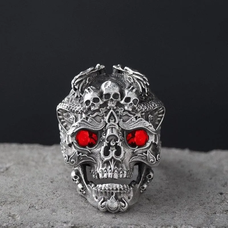Retro Gothic Skull Ring Rock Locomotive Jewelry