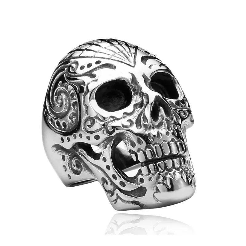 Retro Gothic Skull Ring Rock Locomotive Jewelry