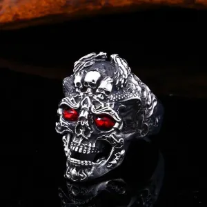 Retro Gothic Skull Ring Rock Locomotive Jewelry