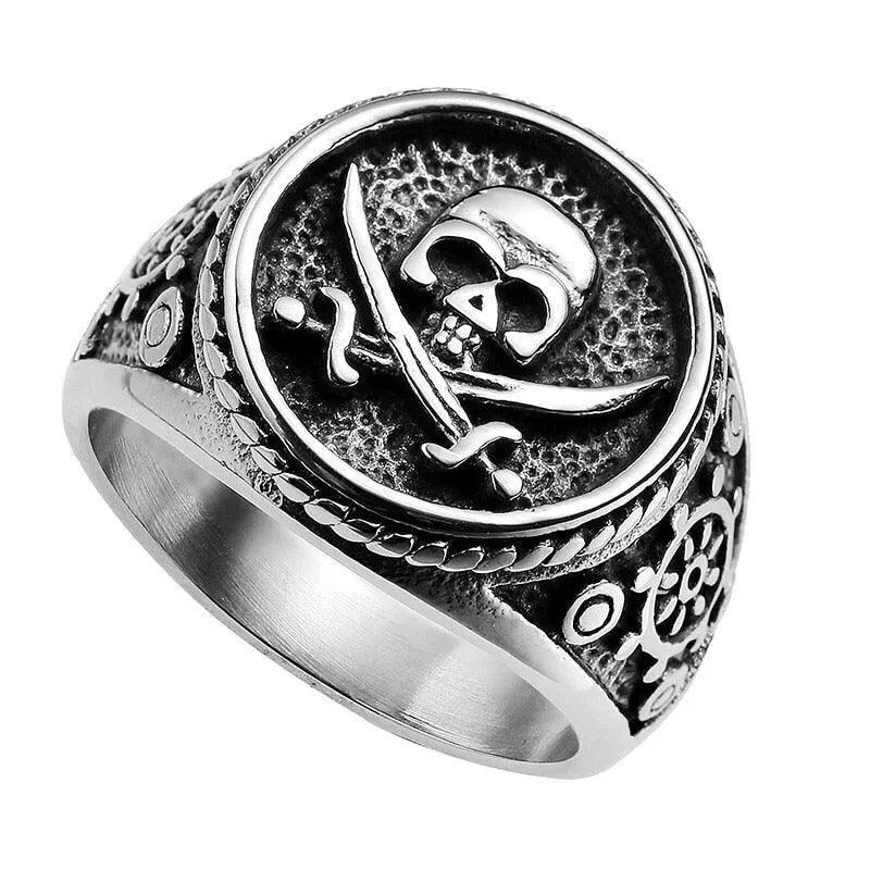 Retro Gothic Skull Ring Rock Locomotive Jewelry