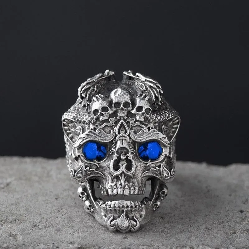 Retro Gothic Skull Ring Rock Locomotive Jewelry