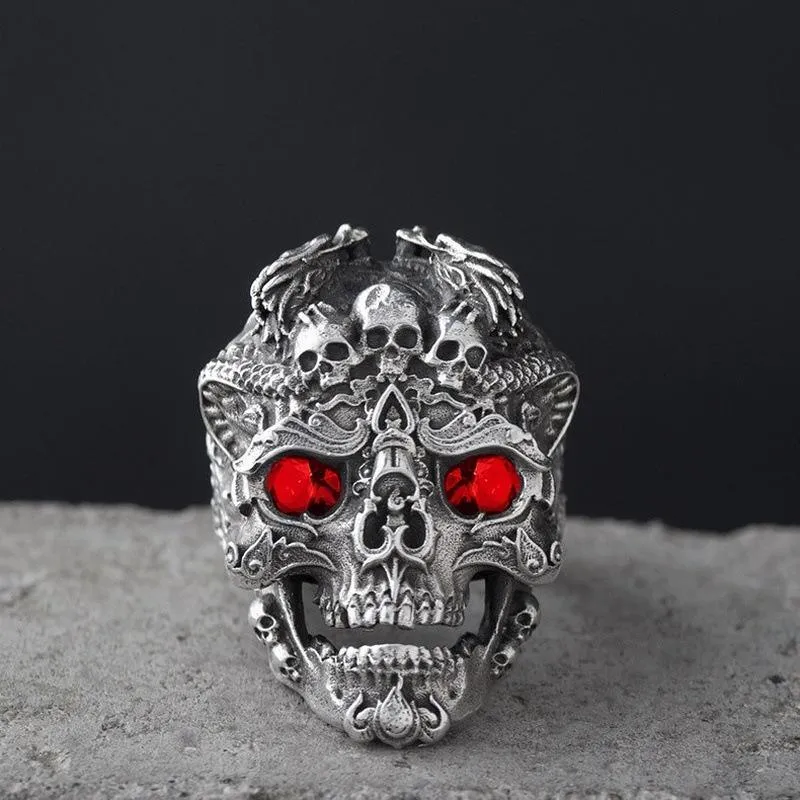 Retro Gothic Skull Ring Rock Locomotive Jewelry