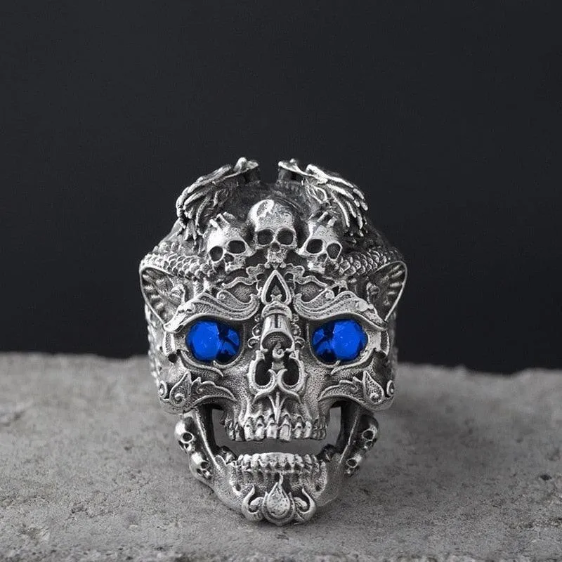 Retro Gothic Skull Ring Rock Locomotive Jewelry