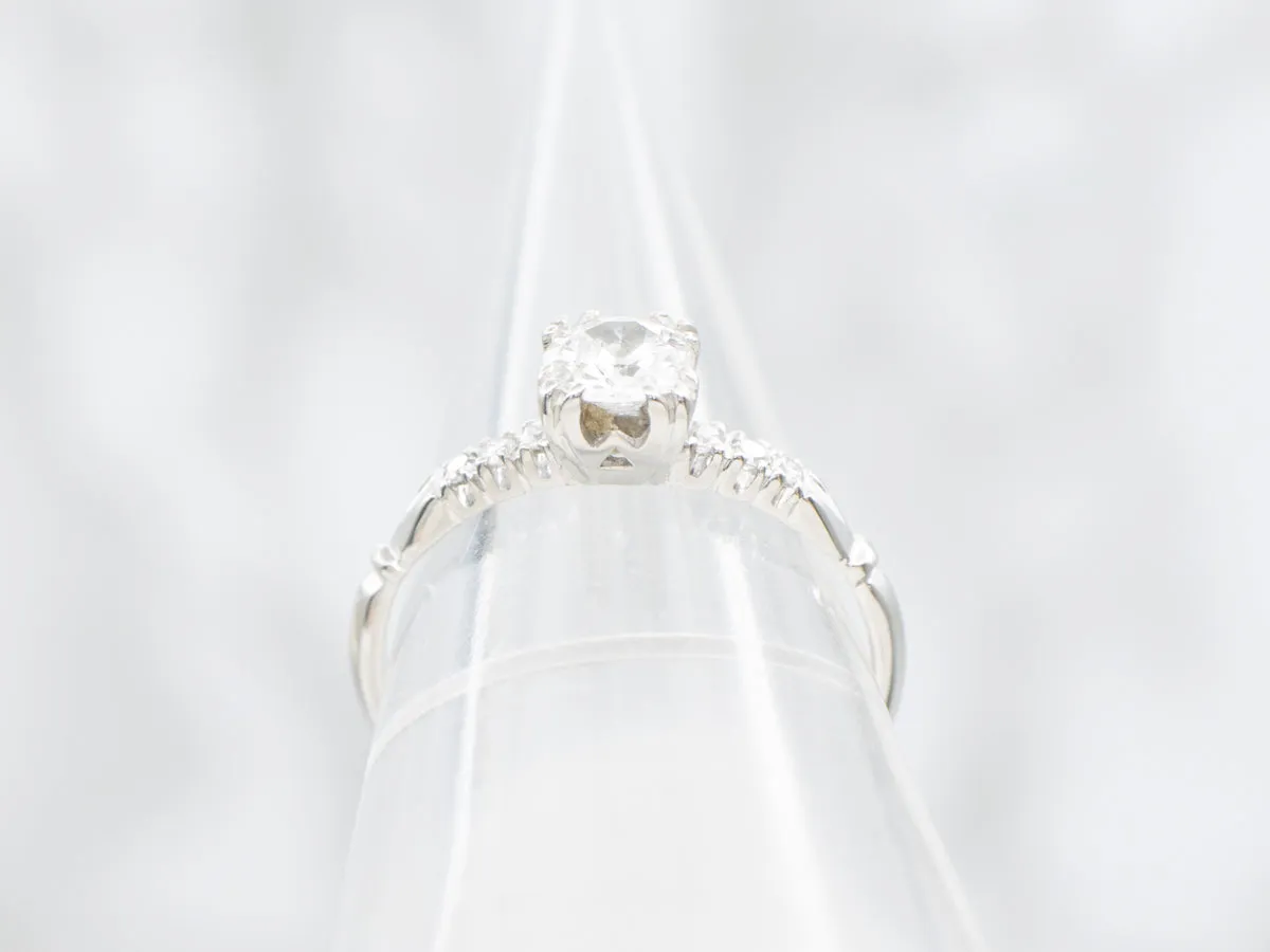 Retro Old Mine Cut Diamond Engagement Ring
