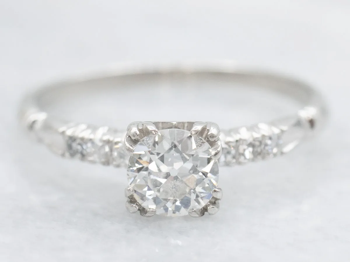 Retro Old Mine Cut Diamond Engagement Ring
